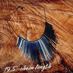 19.5” Black Metal Fringe Bib Necklace